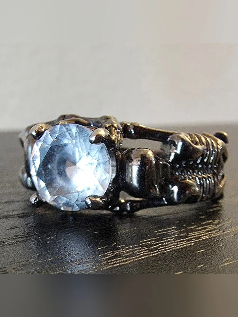 925 Silver Skull Ring with Cubic Zirconia